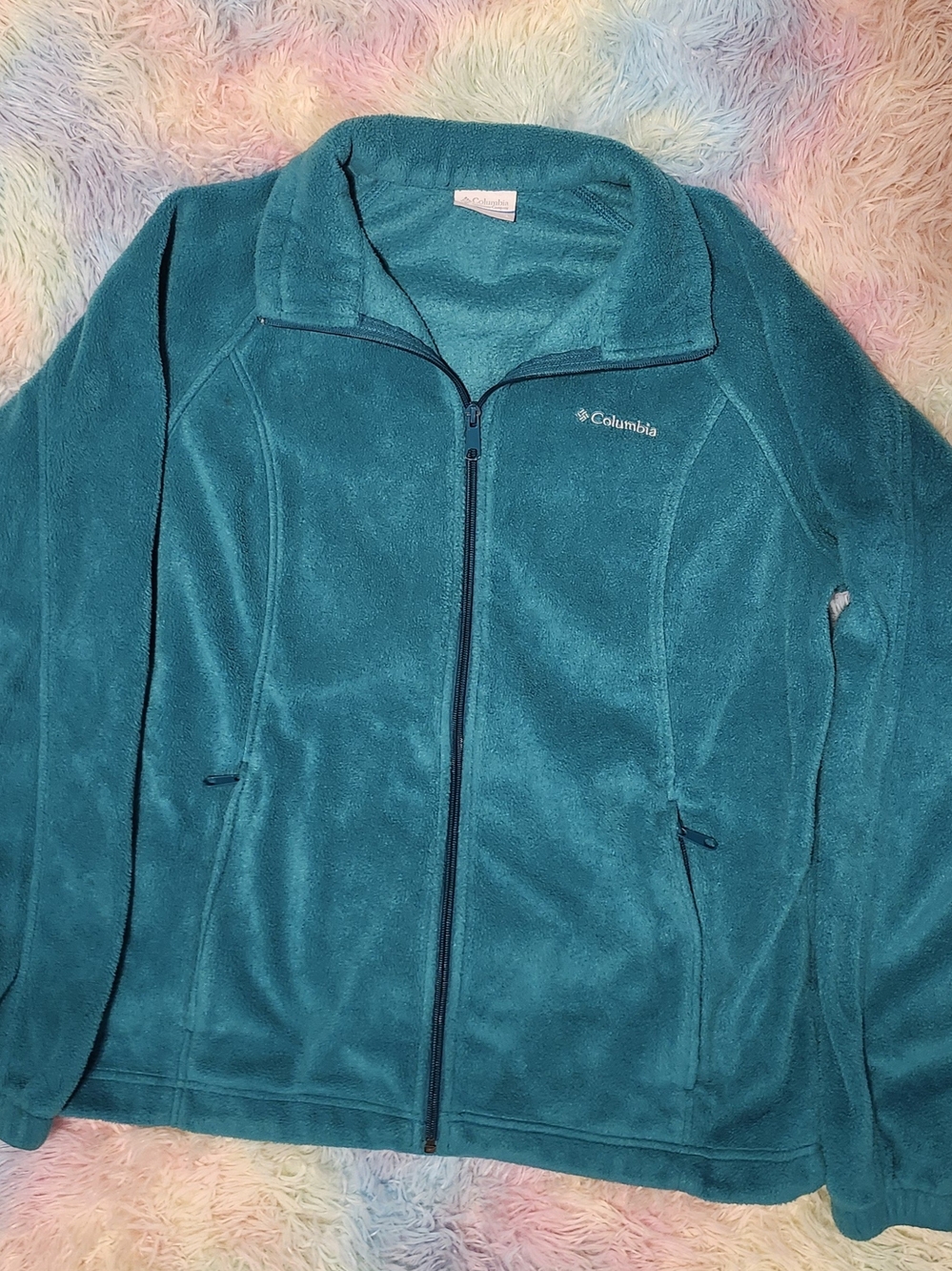 Columbia Teal Full-Zip Women's Fleece Jacket Large